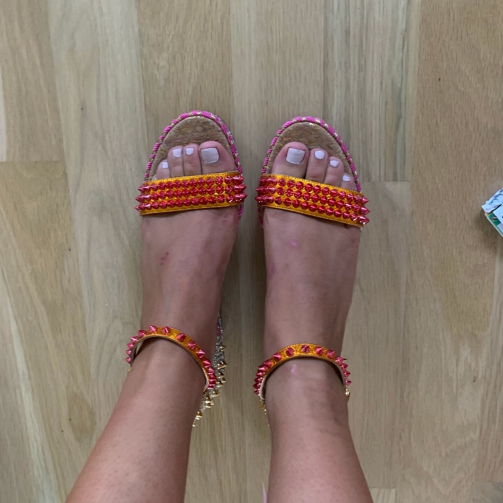 Louboutin Bedazzled espadrilles sandals